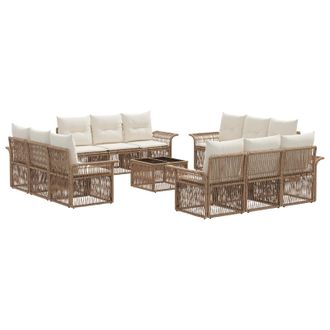 vidaXL Conjunto De Sof&aacute;s De Jard&iacute;n 13 Pcs Beige Rat&aacute;n Sint&eacute;tico Vidaxl