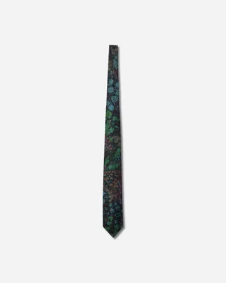 Dries Van Noten Printed Silk Tie Petrol