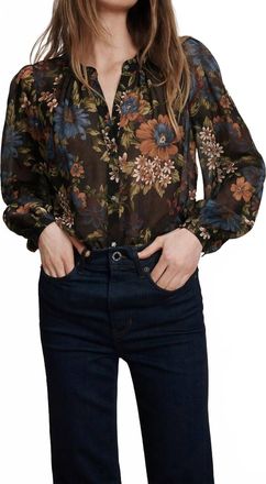 Veronica Beard Ashlynn Silk Top In Black/multi