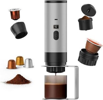 OEM Cafetera Port&aacute;til El&eacute;ctrica Para Espresso - Caf&eacute; Para Llevar - Sistema De Autocalentamiento - Dep&oacute;sito De 80 Ml - Plateada