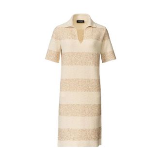 Fabiana Filippi Knitted Dresses, female, Beige, Size: M Striped Cotton Tweed Dress with Sequins