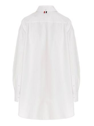 Thom Browne Logo Pussy Bow Blouse - White