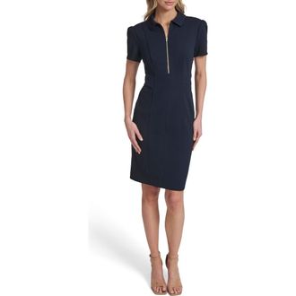Tommy Hilfiger Zip Scuba Crepe Sheath Dress in Sky Captain at Nordstrom Rack, Size 14