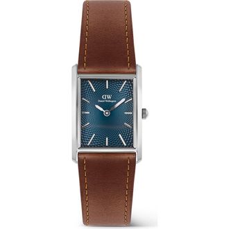 Daniel Wellington Bound Tank Leather Strap Watch, 24mm x 35mm in Silver-Tone at Nordstrom