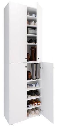 ebuy24 Ebuy24 - Vcm Xl Wood Gran Gabinete De Zapatos Estante De Zapatos Botas Grandes Muebles De Tablero Lona 10 Compartimentos Puertas De Torneado (blanco)