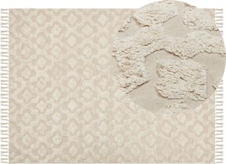 Beliani Beliani - Alfombra De Algod&oacute;n Beige Claro 160 X 230 Cm Patr&oacute;n Geom&eacute;trico Minimalista Aksaray