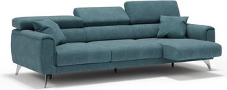 Divani.Store Sof&aacute; 3 plazas extensibles en tejido impermeable 244 cm azul petr&oacute;leo