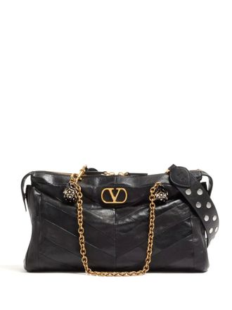 Valentino Garavani Panthea chevron-pattern shoulder bag - women - Lamb Skin - One Size - Black