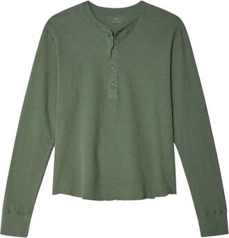 SAVE KHAKI UNITED Mens Pointelle Henley Tee In Surplus