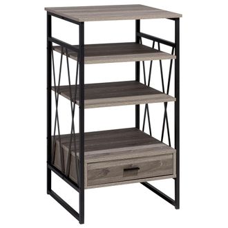 Beliani Beliani - Estanter&iacute;a Madera Oscura Negro Gris Pardo 101 Cm Librer&iacute;a Mueble Tv 3 Baldas Keene