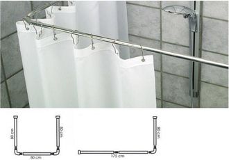 Trade Shop Trade Shop - Supporto Tenda Doccia In Acciaio Grigio Bagno 90x90x90 Bastone Asta Telaio Curvo