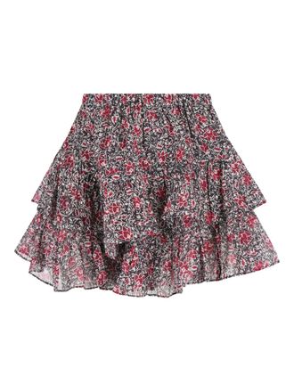 Isabel Marant floral-print ruffled mini skirt - Black