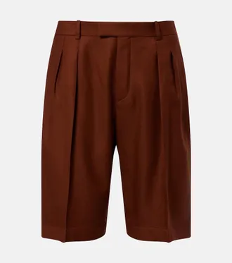 Saint Laurent Pleated cashmere Bermuda shorts