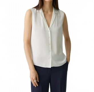 Theory Camp Collar Top In Ivory