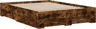 vidaXL Bed Frame with Drawers without Mattress Smoked Oak 140x190 cm Vidaxl
