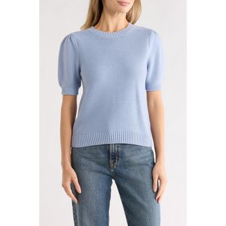 Melrose and Market Textured Stitch Short Sleeve Sweater in Blue Blizzard at Nordstrom Rack, Size Xx-Small