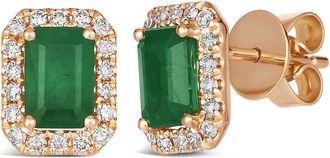 Le Vian 14K 0.41 Ct. Tw. Diamond & Emerald Earrings