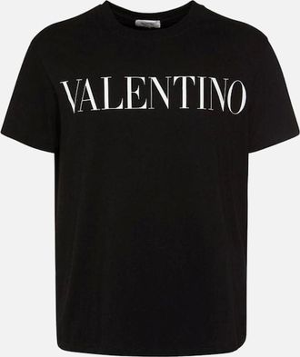 Valentino Mens Valentino Black Logo Print Cotton Jersey T-shirt - Size: 38