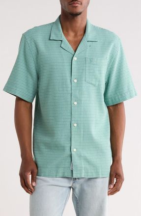 Original Penguin Dobby Grid Camp Shirt in Beryl Green at Nordstrom Rack, Size Xx-Large