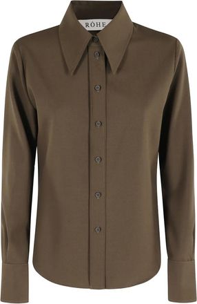 R&oacute;he Blouse met puntige kraag - Bruin