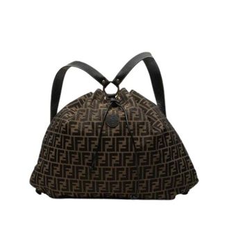 Fendi Pre-owned Canvas Rugzak - Dames - Pre-owned - Bruin - Maat: ONE Size Leer