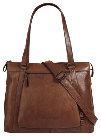 Spikes & Sparrow Shopper SPIKES & SPARROW, Damen, Gr. B/H/T: 42cm x 31cm x 11cm onesize, braun (cognac), Leder, leicht gl&auml;nzend, unifarben, Taschen Shopper, echt Leder