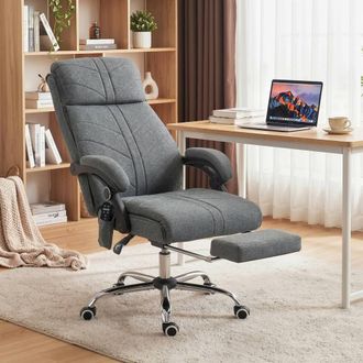 Vinsetto Vibration Massage Office Chair with Heat, Footrest in Grey