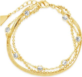 Sterling Forever Paisley CZ Layered Chain Bracelet in Gold at Nordstrom Rack