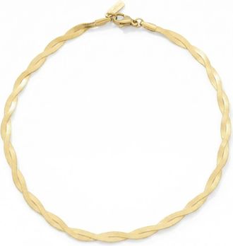 Pompeii3 Amina Anklet 18k Gold Plated 10 6mm Total Width Herringbone Chain