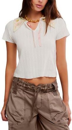 Free People Sol Collared Pointelle T-Shirt in Clean Ivory at Nordstrom Rack, Size Medium