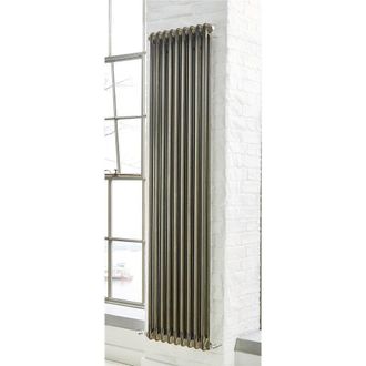 Clifton Silver Vertical Radiator with 2 Columns 1800mm (H) x 335mm (W) in Metallic Silver