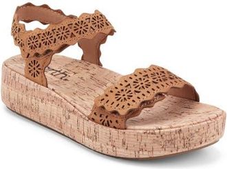 Earth Slata Ankle Strap Platform Sandal in Dark Natural Leather at Nordstrom, Size 9.5
