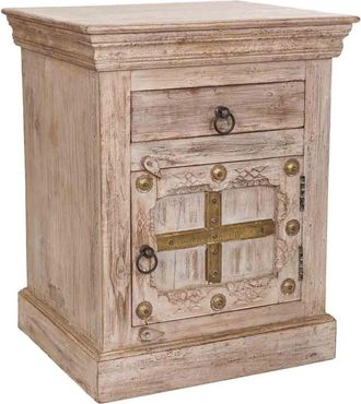 Wanderlust Deco Mesita de madera artesanal 53 x 45 x 66h cm