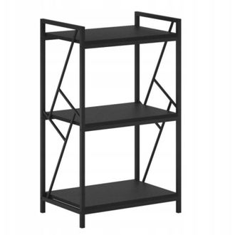 OEM Librer&iacute;a Moderna De Madera Y Metal Negra Para Sal&oacute;n, 3 Estantes, Loft Furnitex