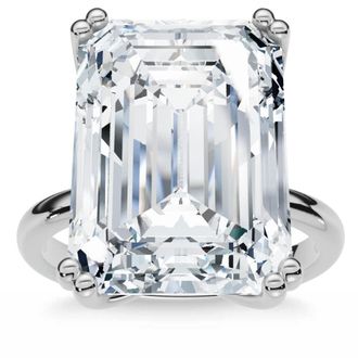 Pompeii3 Certified 10Ct Emerald Cut Diamond Solitaire Engagement Ring 14k Gold Lab Grown