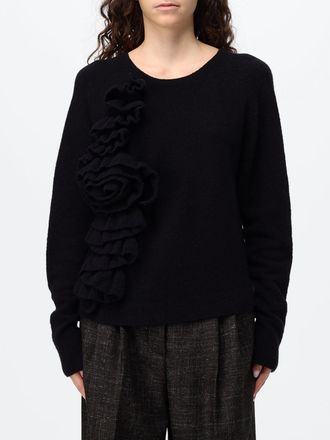 Liviana Conti Maglia girocollo in cotone con applicazione di volant