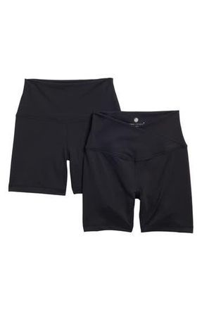 Yogalicious 2-Pack Lux Crossover Front High Waist Bike Shorts in Black/black at Nordstrom Rack, Size X-Small