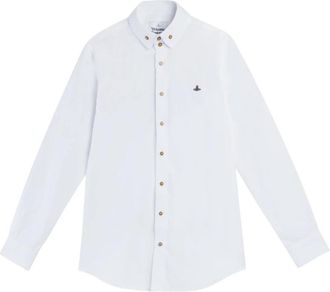 Vivienne Westwood Two Button Krall Shirt - Heren - Casual Overhemden - Wit - S - Katoen - Overhemden
