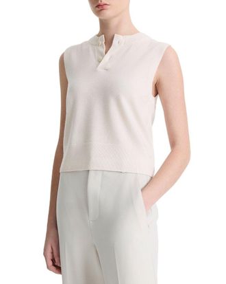 Vince Wool & Cashmere-Blend Henley Crew Neck Shell