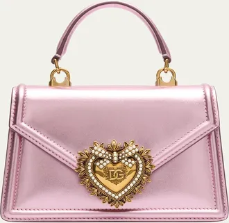 Dolce & Gabbana Devotion Mini Metallic Leather Top-Handle Bag