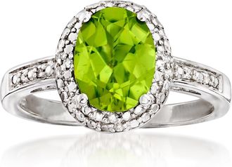 Ross-Simons Peridot and Diamond-Accented Ring in Sterling Silver