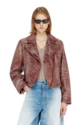 Diesel Biker jacket in treated leather - Leather jackets - Woman