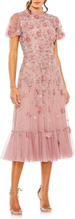 Mac Duggal Embellished High Neck Cap Sleeve A Line Dress in Berry at Nordstrom, Size 20