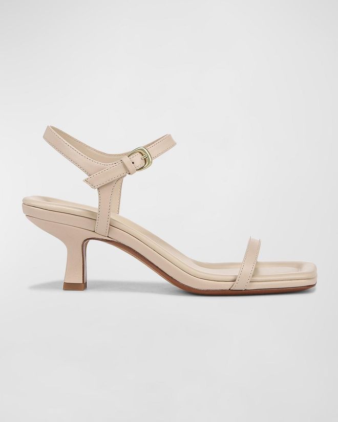 Coco Leather Kitten-Heel Sandals