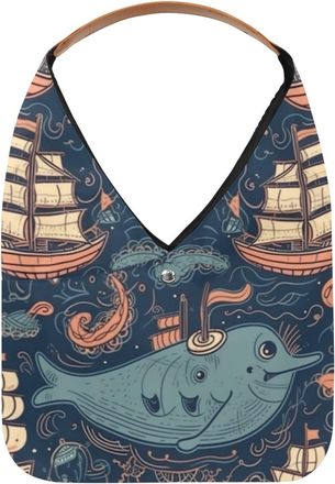 Generic Underwater World Animals Reusable Lightweight Grocery Bags - Foldable Into Compact Pouch, Washable & Sturdy, Multipurpose for Shopping and Travel