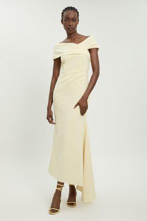 Karen Millen Womens Compact Stretch Viscose Bandeau Maxi Dress - Beige - Size 18 UK