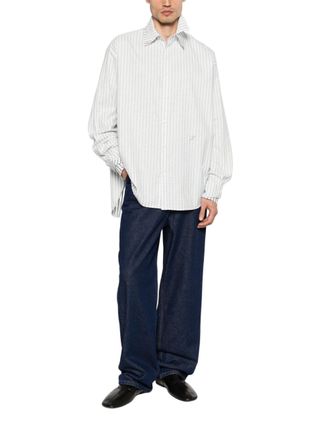 Jacquemus White Oversized Striped Casual Shirt