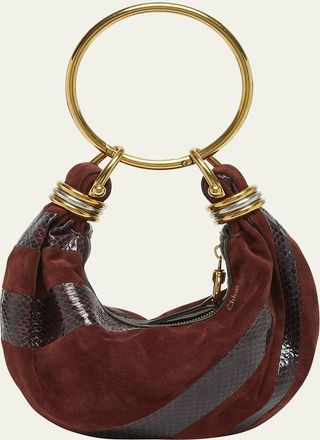 Chloé Bracelet Shoulder Bag in Calfskin Suede and Snakeskin