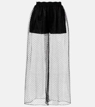 Alaia Polka-dot mesh wide-leg pants