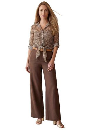 Jessica London Sheer Georgette Mega Tunic in Neutral Animal Print at Nordstrom, Size 16